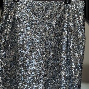 White House Black Market Sparkling Silver Pencil Skirt